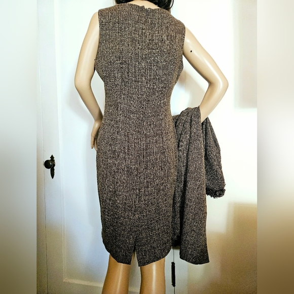 NWT JULIAN TAYLOR Posh Brown Tweed 2 Piece Set Dress and Coat Jacket 6 - Picture 4 of 7